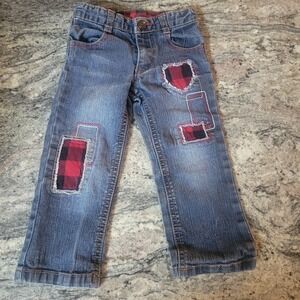 Healthtex Denim Jeans Buffalo Plaid Patches  size 2T